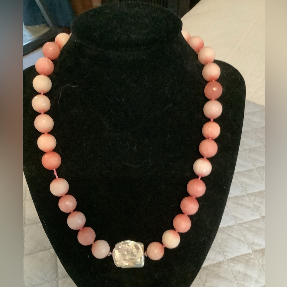Pink beaded necklace.